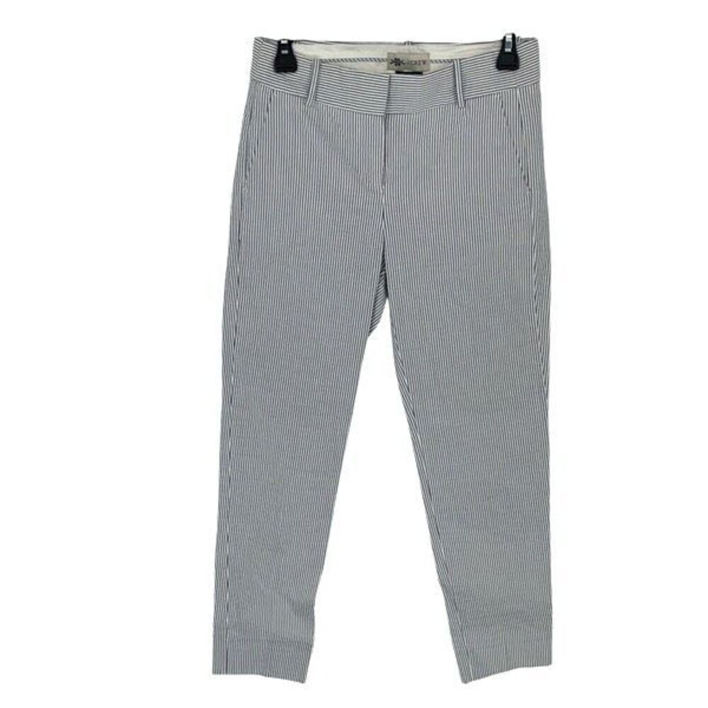 J. Crew Womens Cameron Pinstripe Cotton‎ Blend Trouser Pants Blue White Size 2